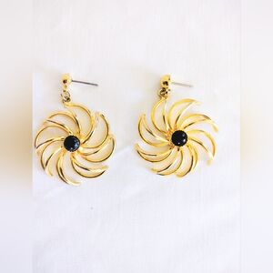 Gold-plated Flower Gem Plumeria Swirl Earrings